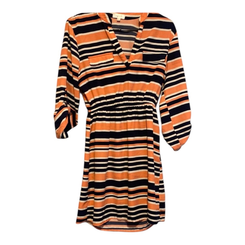 Stella Tweed Vibrant Orange and Black Striped Dress